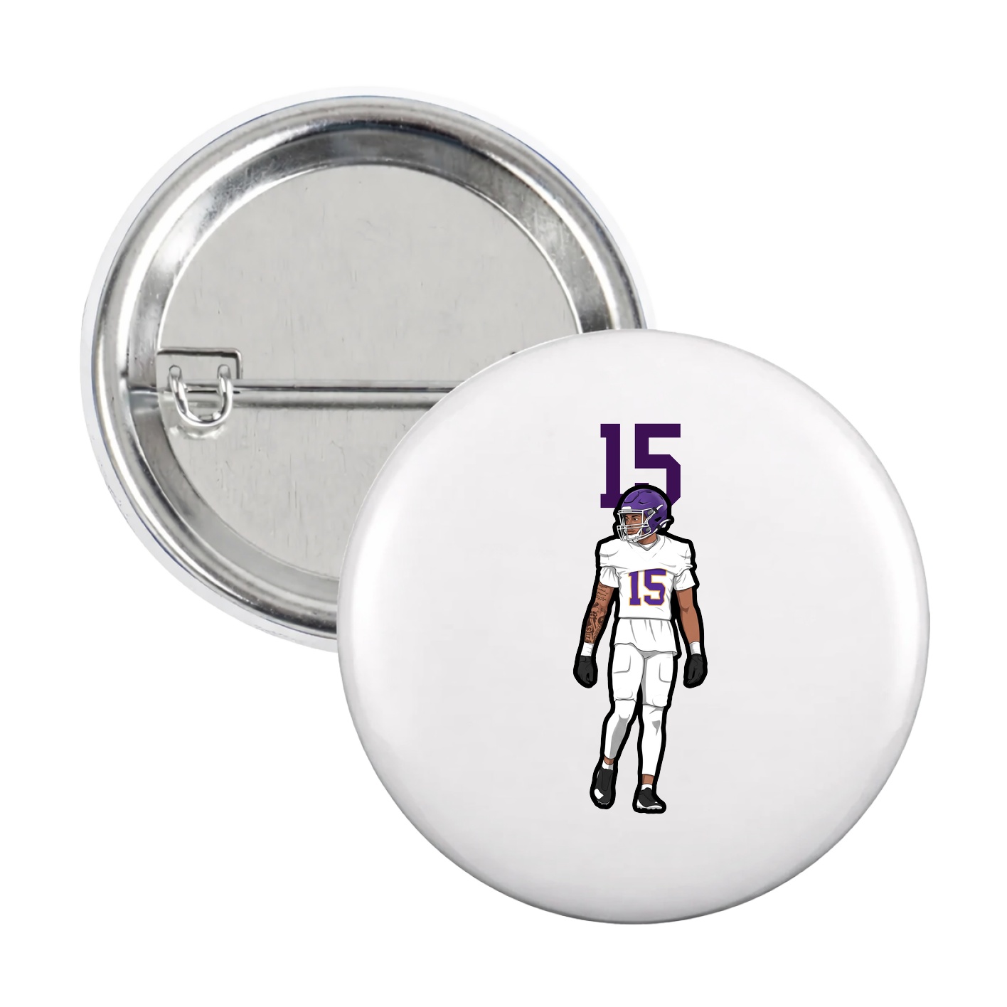Game Day Button — Number Top in White