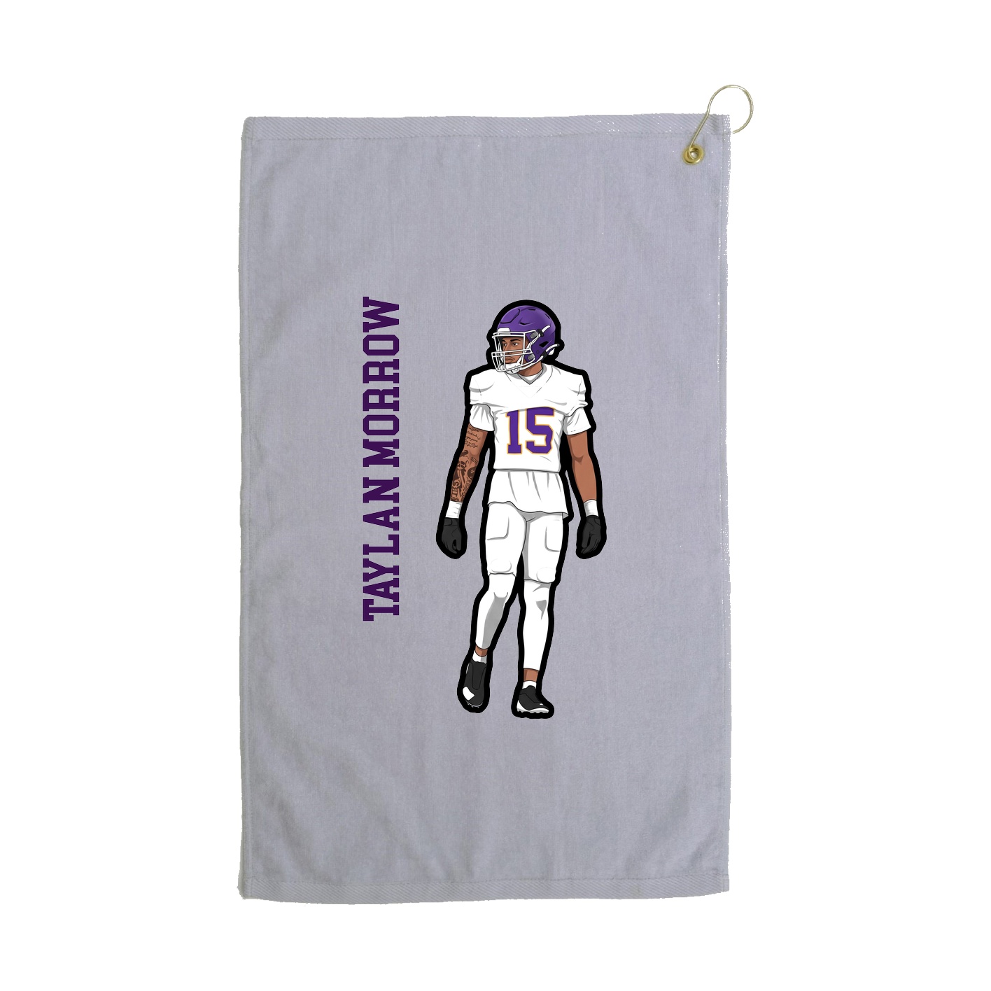 Golf Towel — Name Vertical in Grey