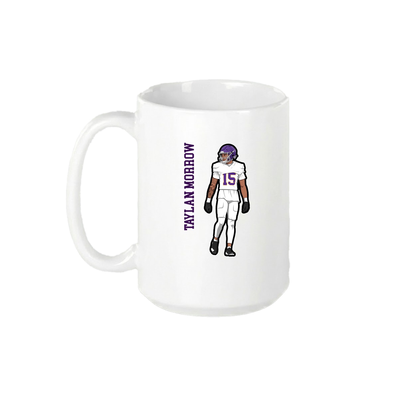 15oz Coffee Mug — Name Vertical in White