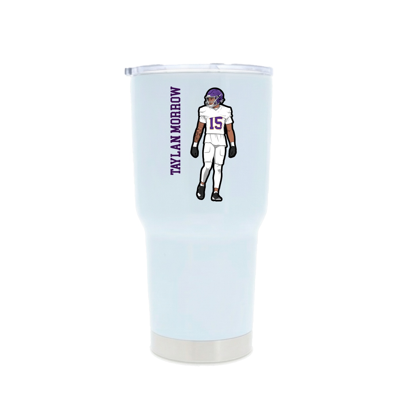 30oz Stainless Steel Tumbler — Name Vertical in White