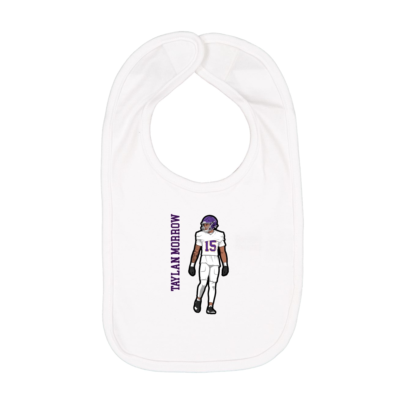 Infant Bib — Name Vertical in White