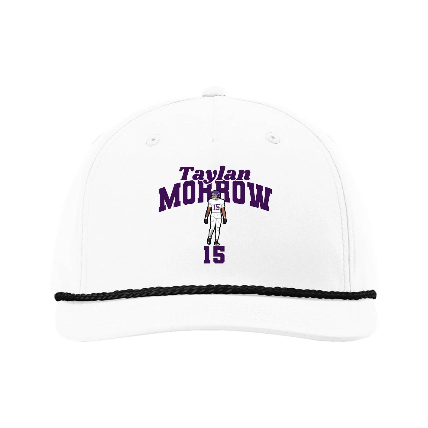 Five-Panel Classic Rope Cap — Signature Arch in White