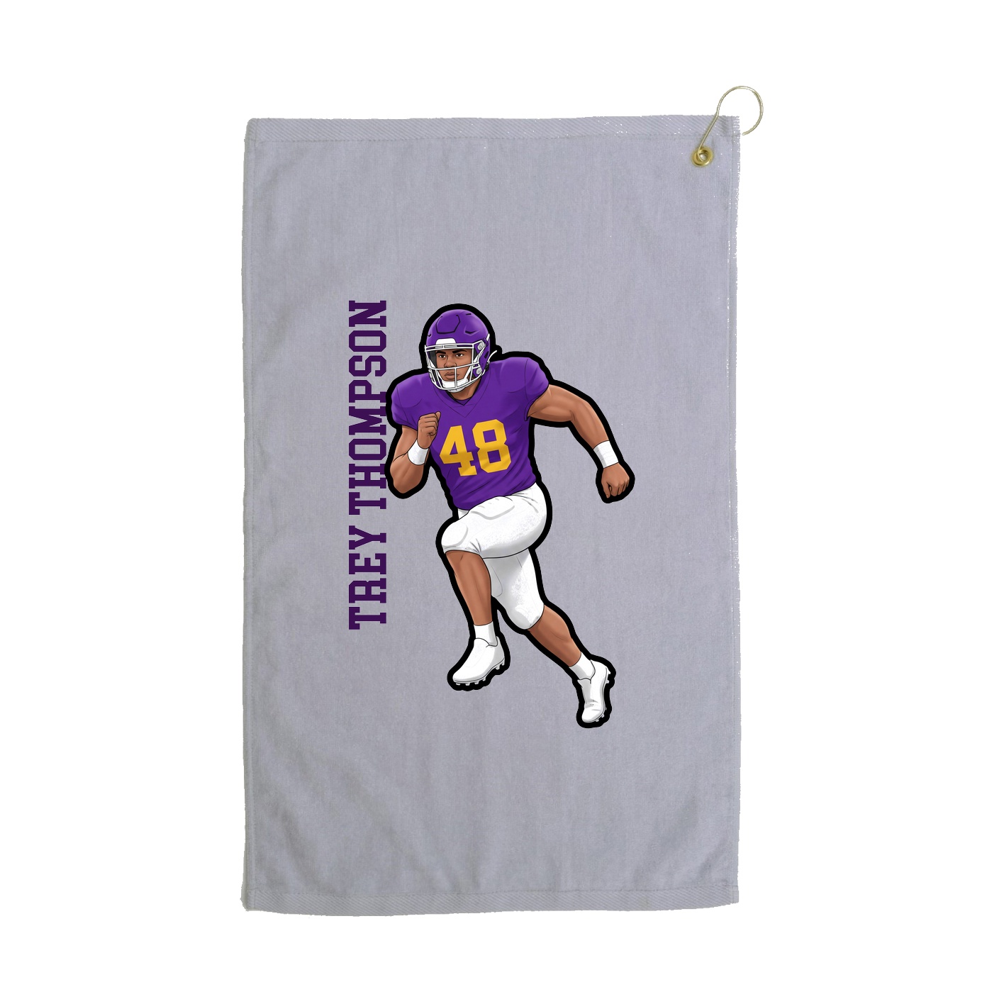 Golf Towel — Name Vertical in Grey