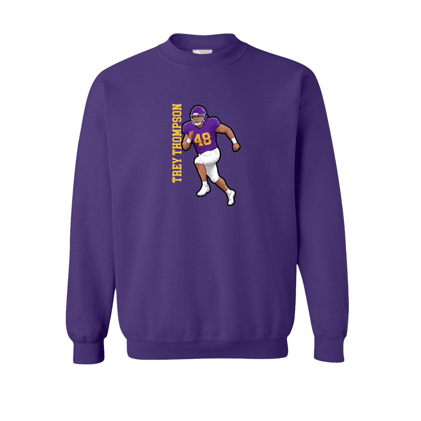 Fleece Crew — Name Vertical in Purple