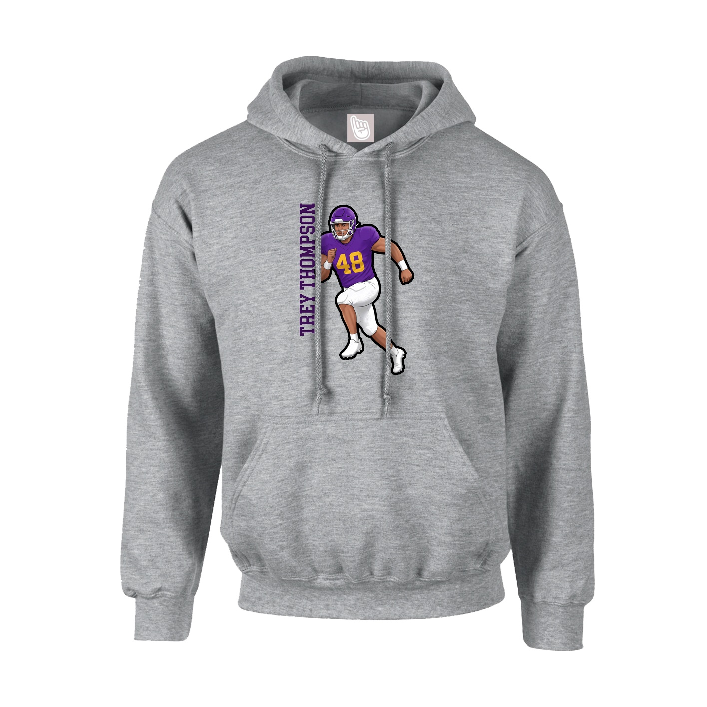 Youth Hoodie — Name Vertical in Grey