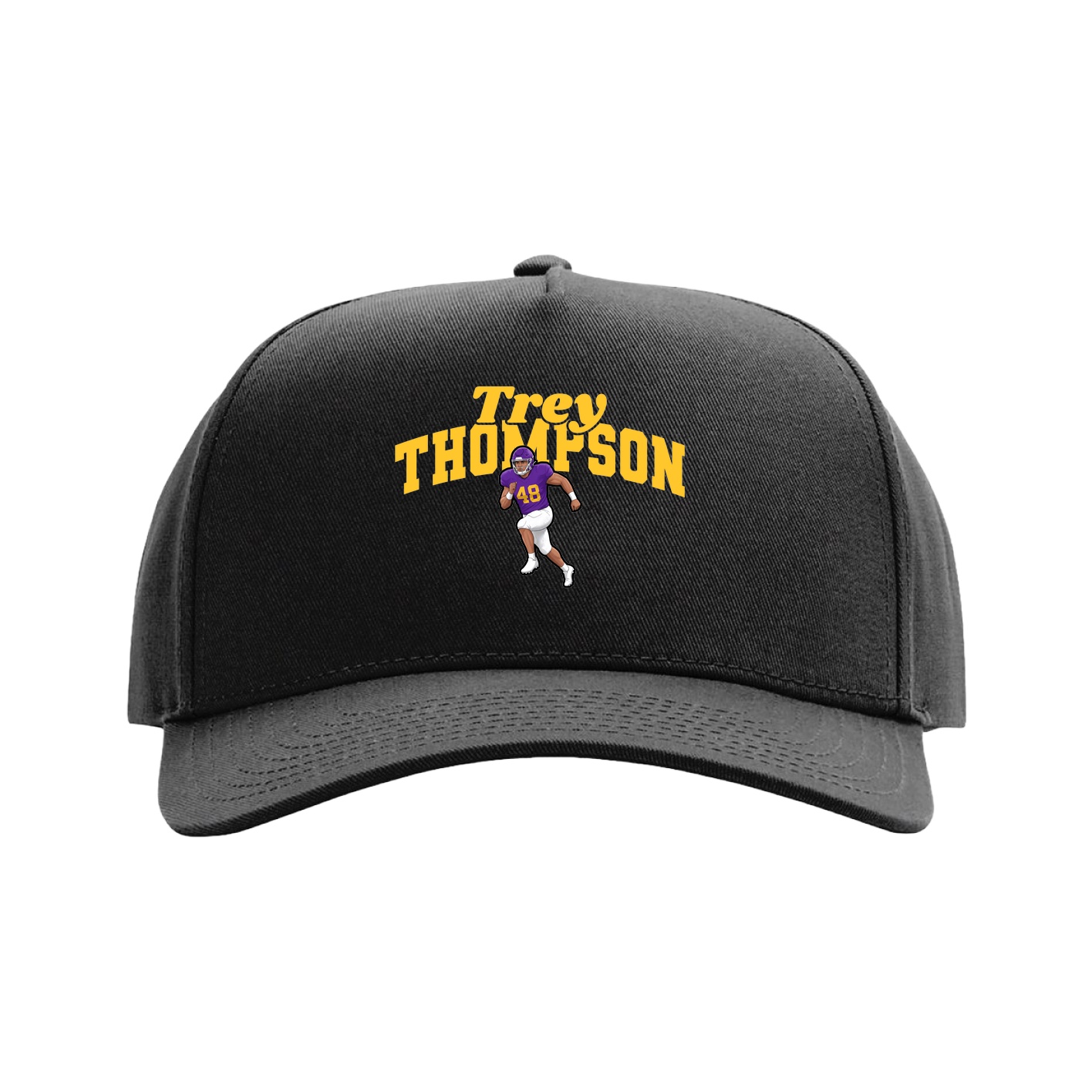 Full Fabric Five-Panel Champ Cap — Signature Arch in Black