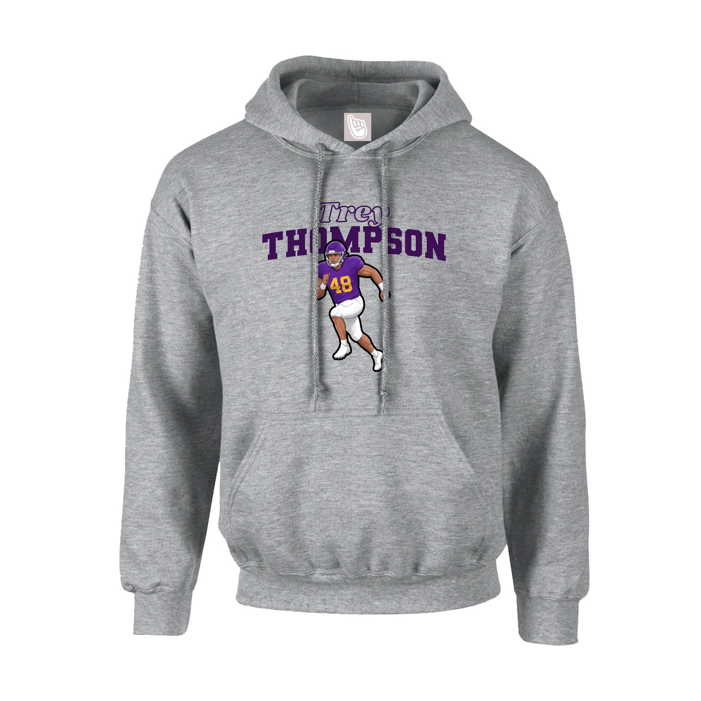 Youth Hoodie — Name Arch in Grey