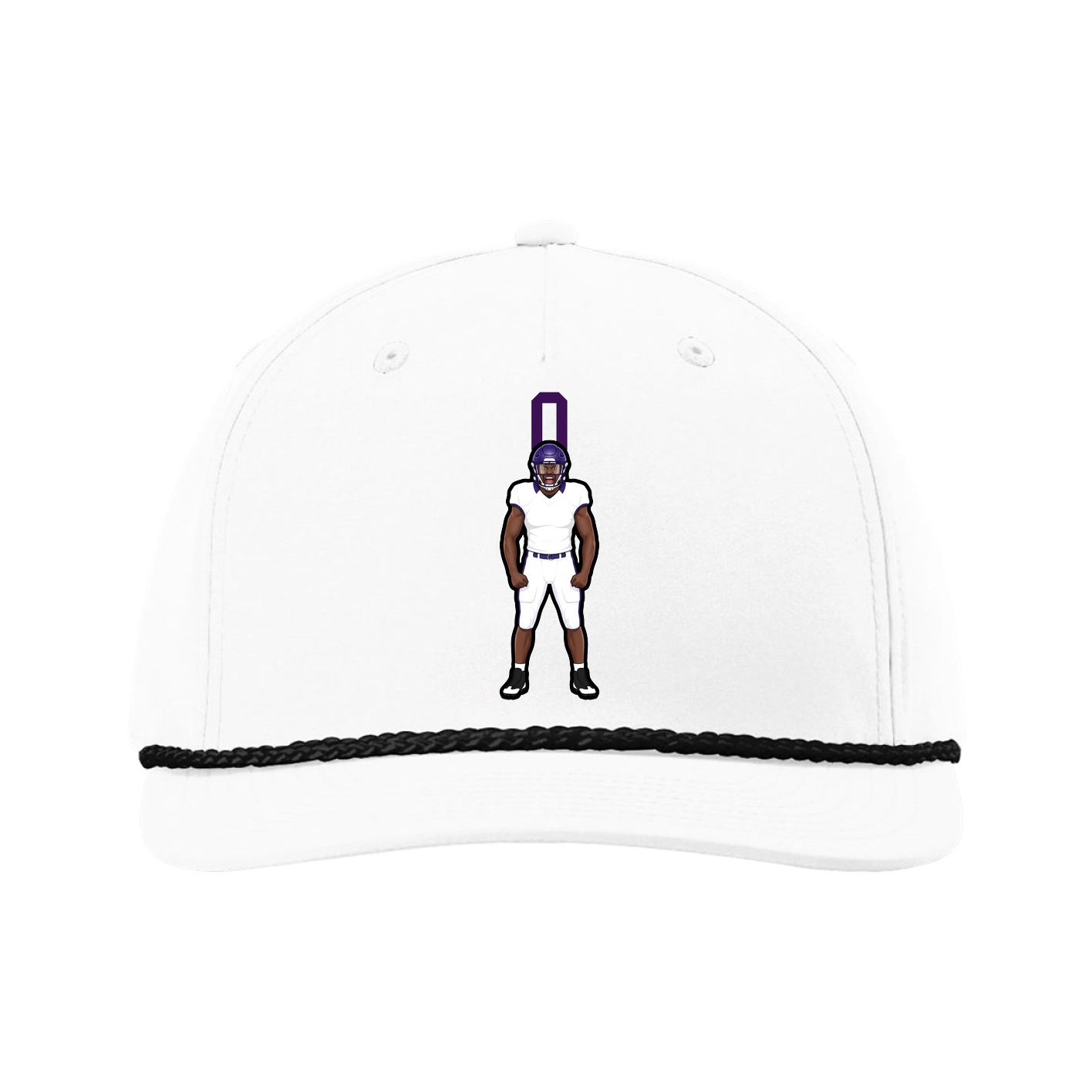 Five-Panel Classic Rope Cap — Number Top in White
