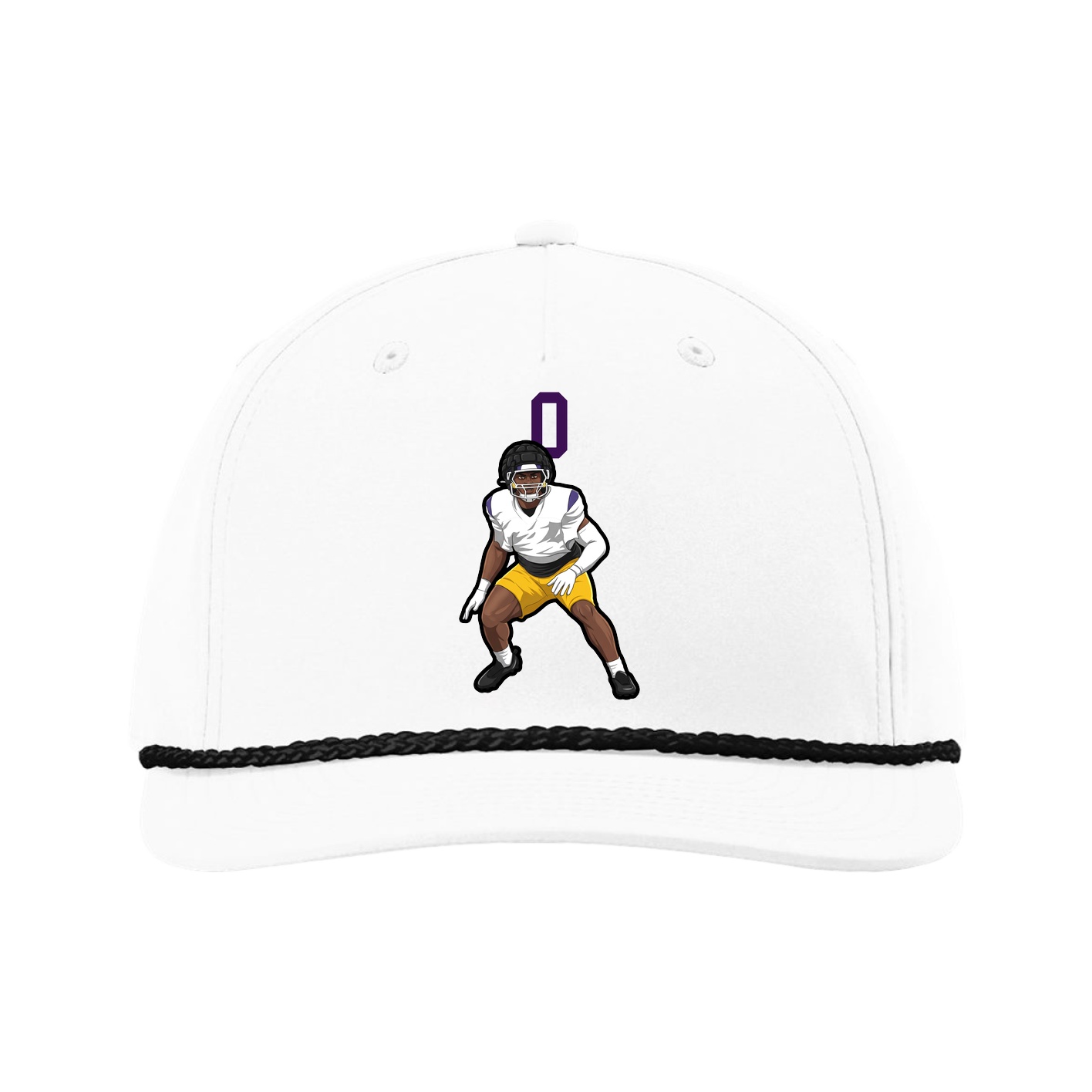 Five-Panel Classic Rope Cap — Number Top in White