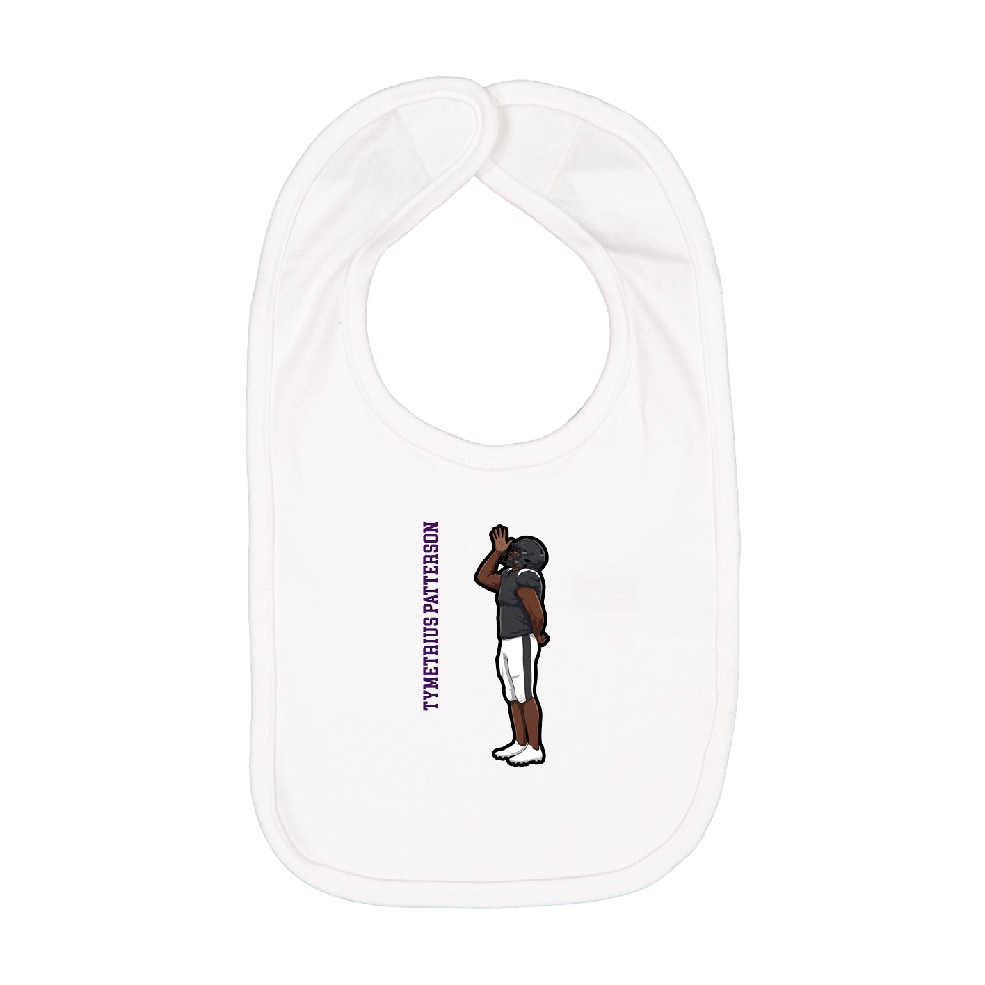 Infant Bib — Name Vertical in White