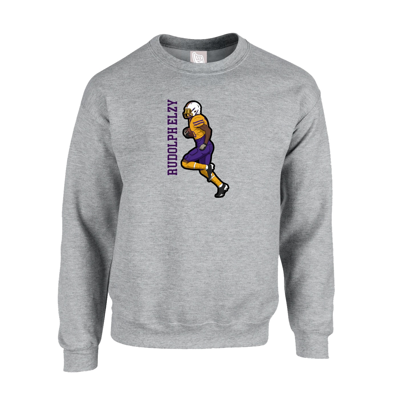 Fleece Crew — Name Vertical in Grey