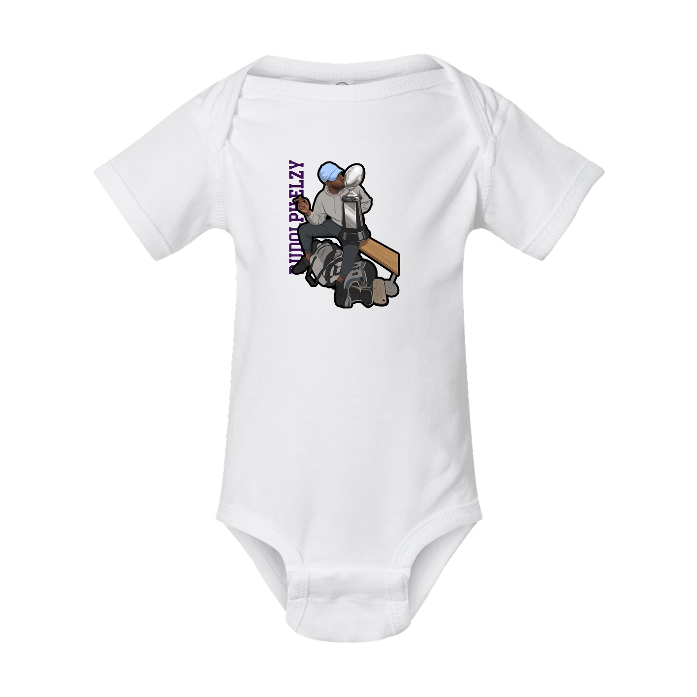Baby Onesie — Name Vertical in White