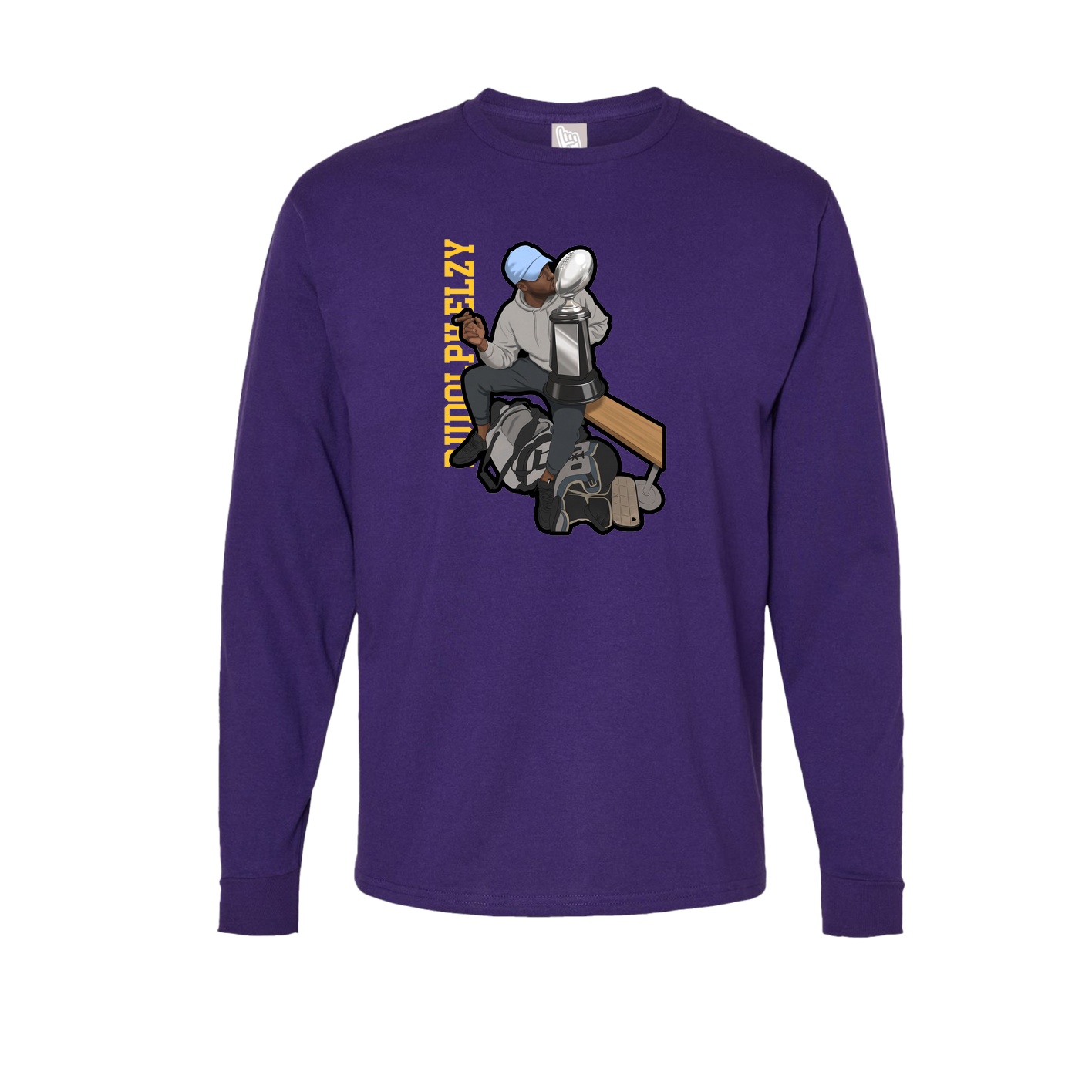 Long Sleeve Tee — Name Vertical in Purple