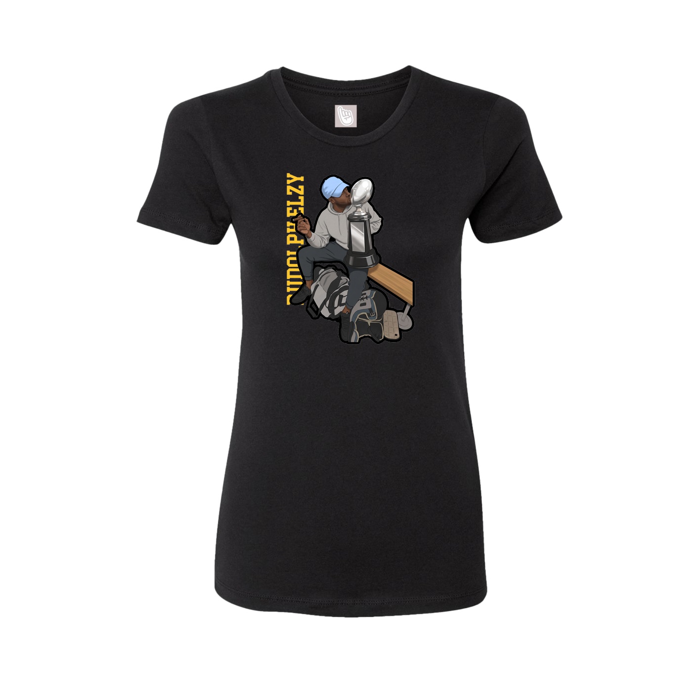Fitted Women's Tee — Name Vertical in Black