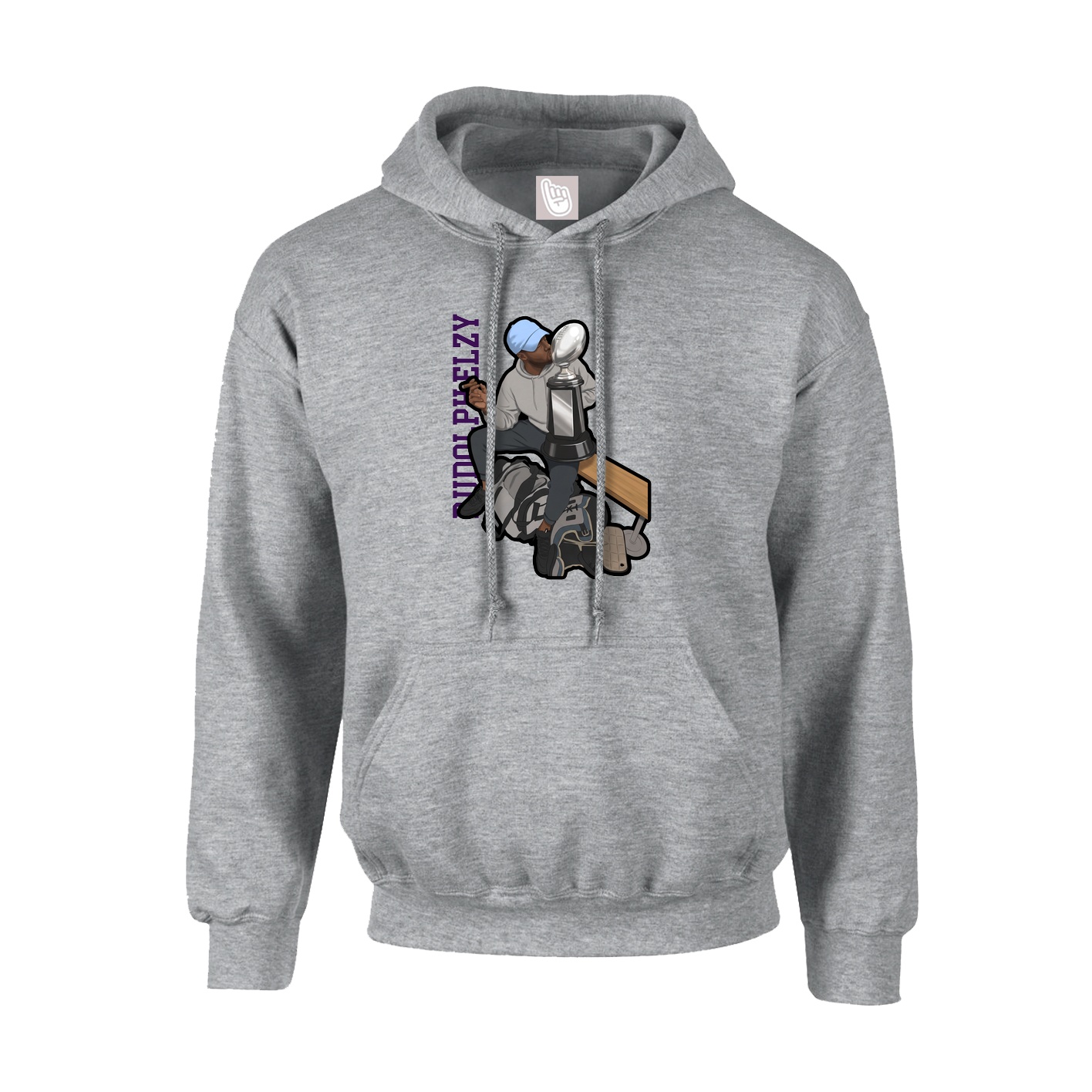 Youth Hoodie — Name Vertical in Grey