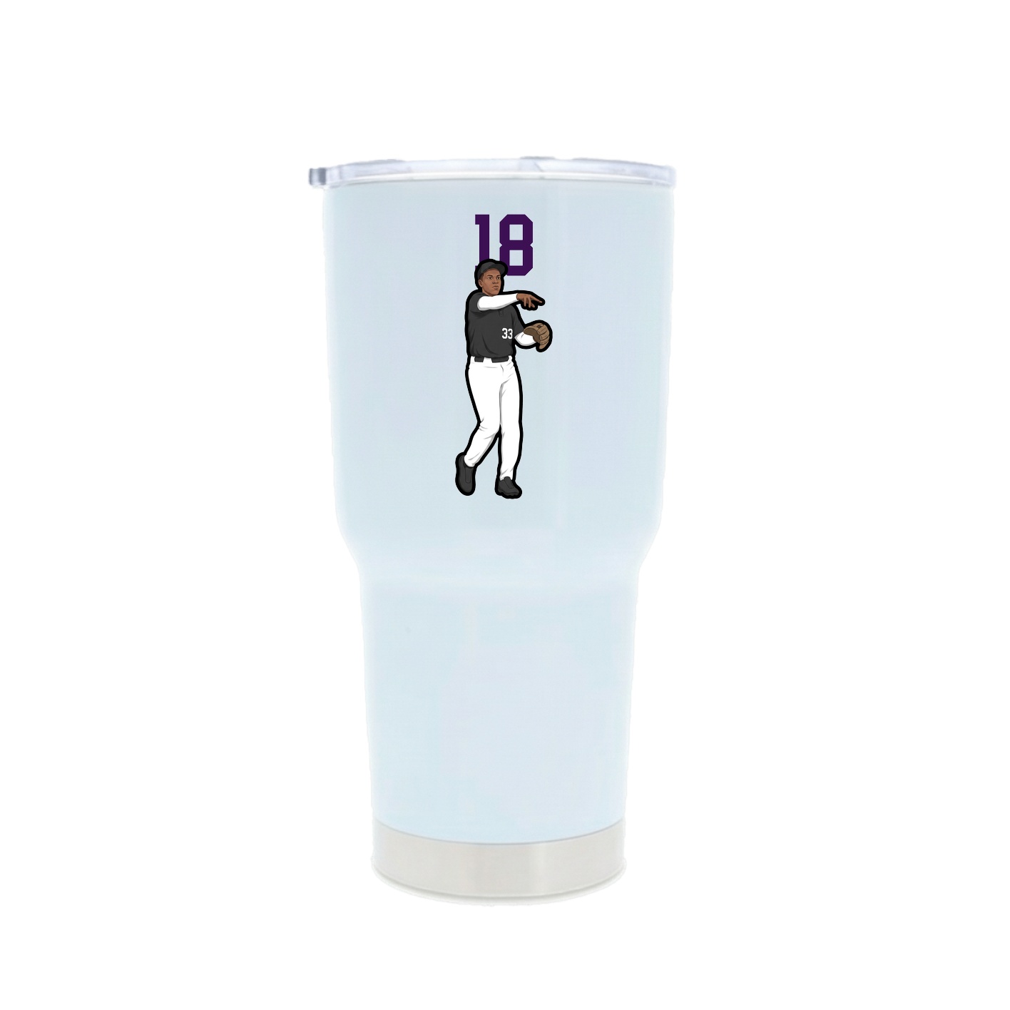 30oz Stainless Steel Tumbler — Number Top in White