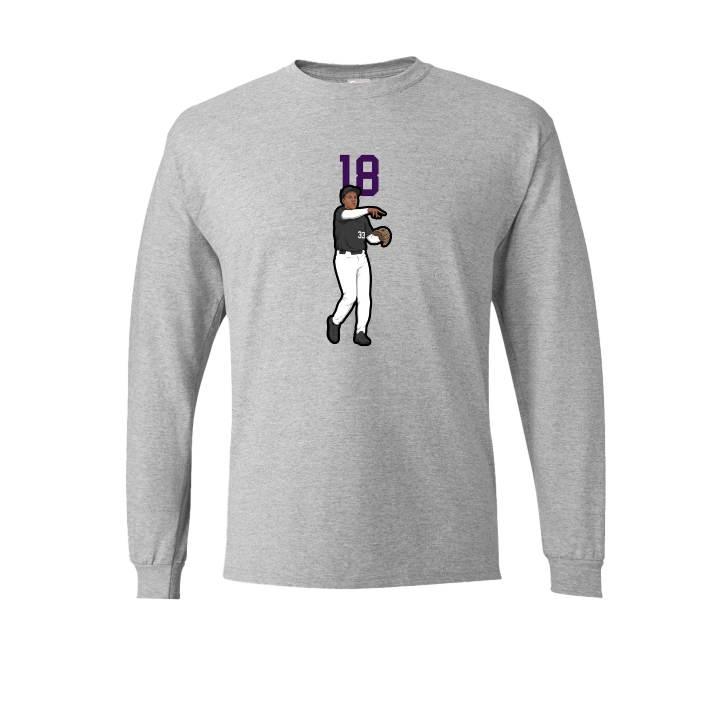 Long Sleeve Tee — Number Top in Grey