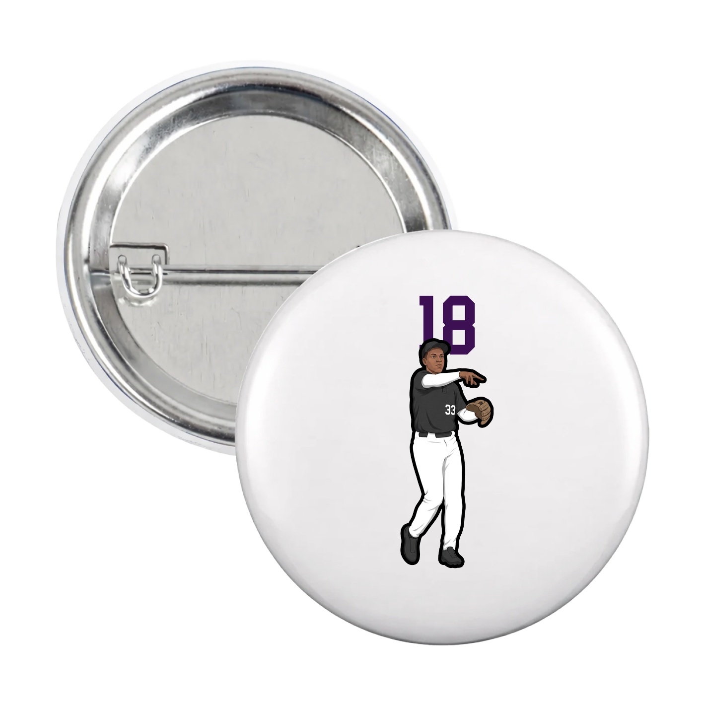 Game Day Button — Number Top in White