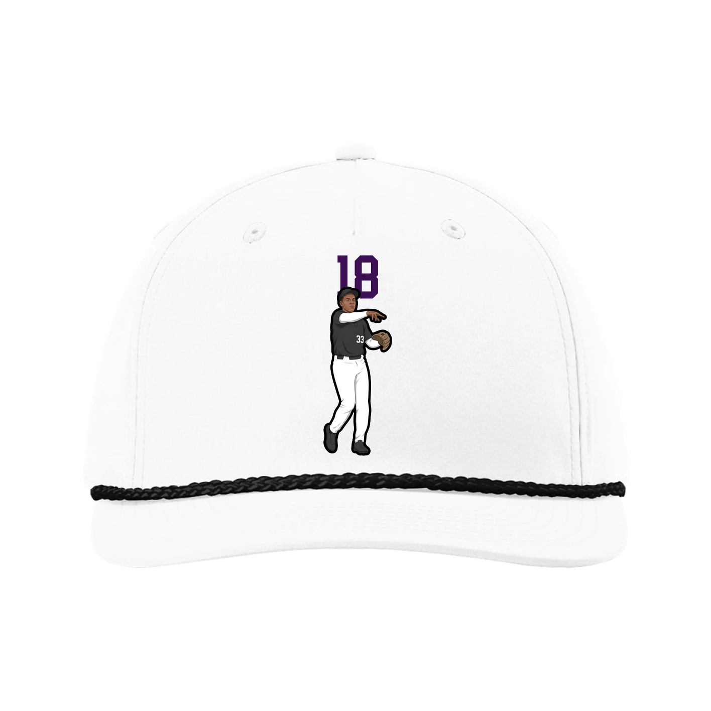 Five-Panel Classic Rope Cap — Number Top in White