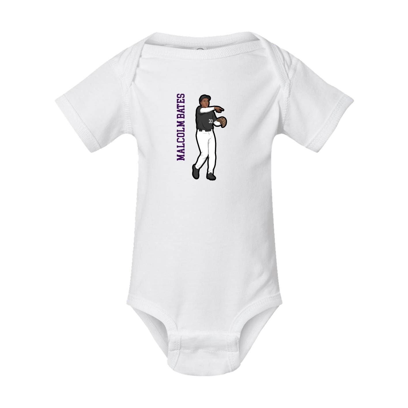 Baby Onesie — Name Vertical in White