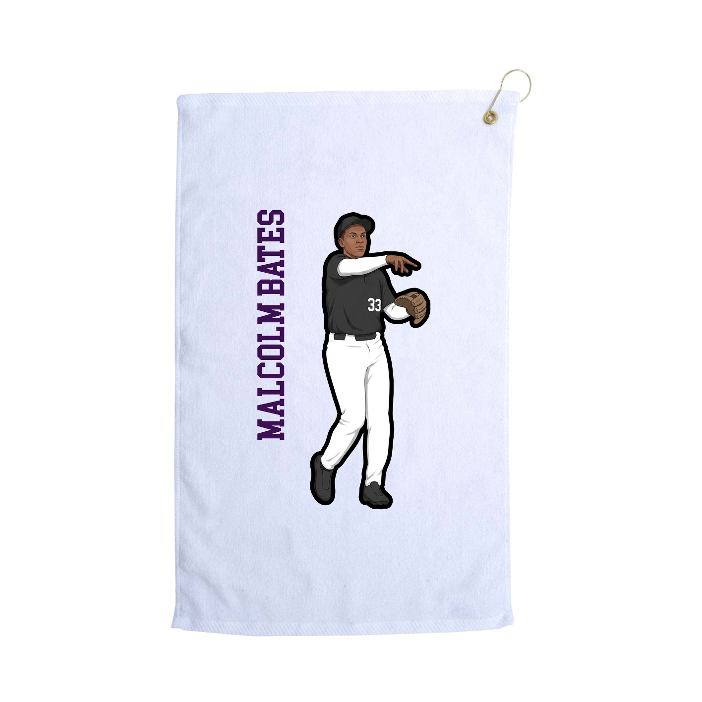 Golf Towel — Name Vertical in White