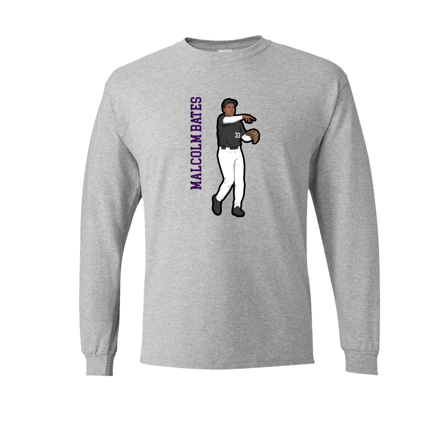 Long Sleeve Tee — Name Vertical in Grey