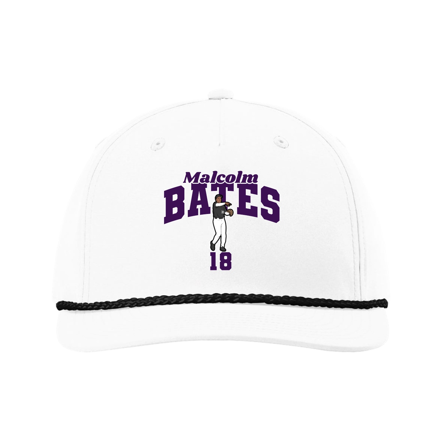 Five-Panel Classic Rope Cap — Signature Arch in White