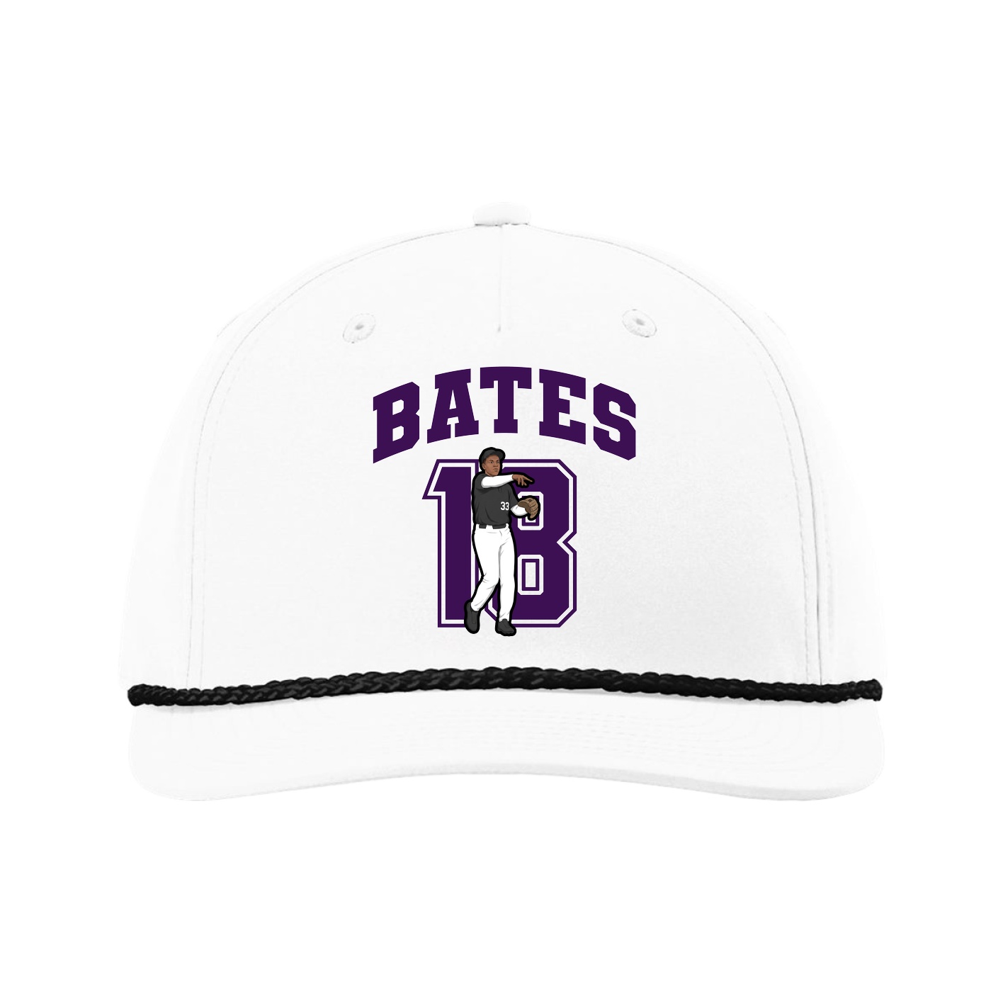 Five-Panel Classic Rope Cap — Number in White