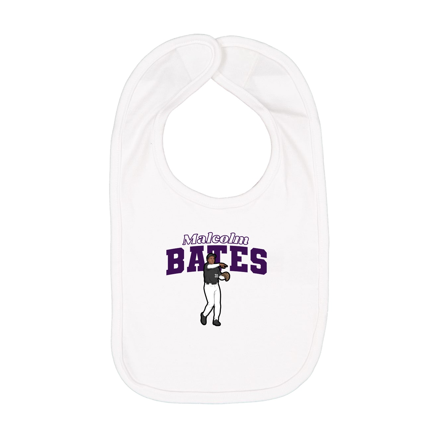 Infant Bib — Name Arch in White
