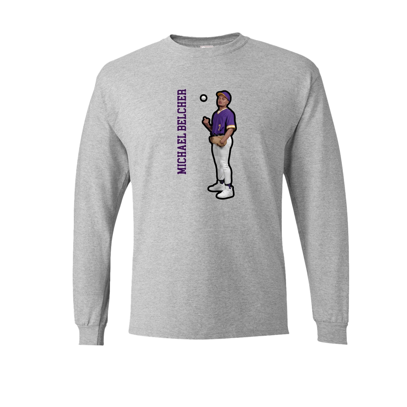 Long Sleeve Tee — Name Vertical in Grey