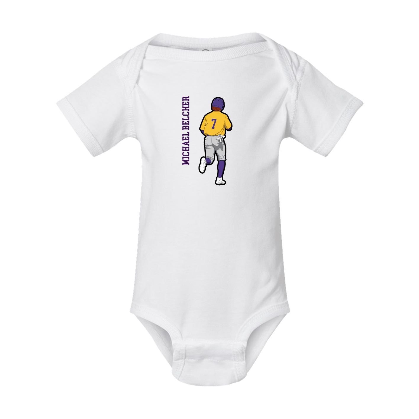 Baby Onesie — Name Vertical in White