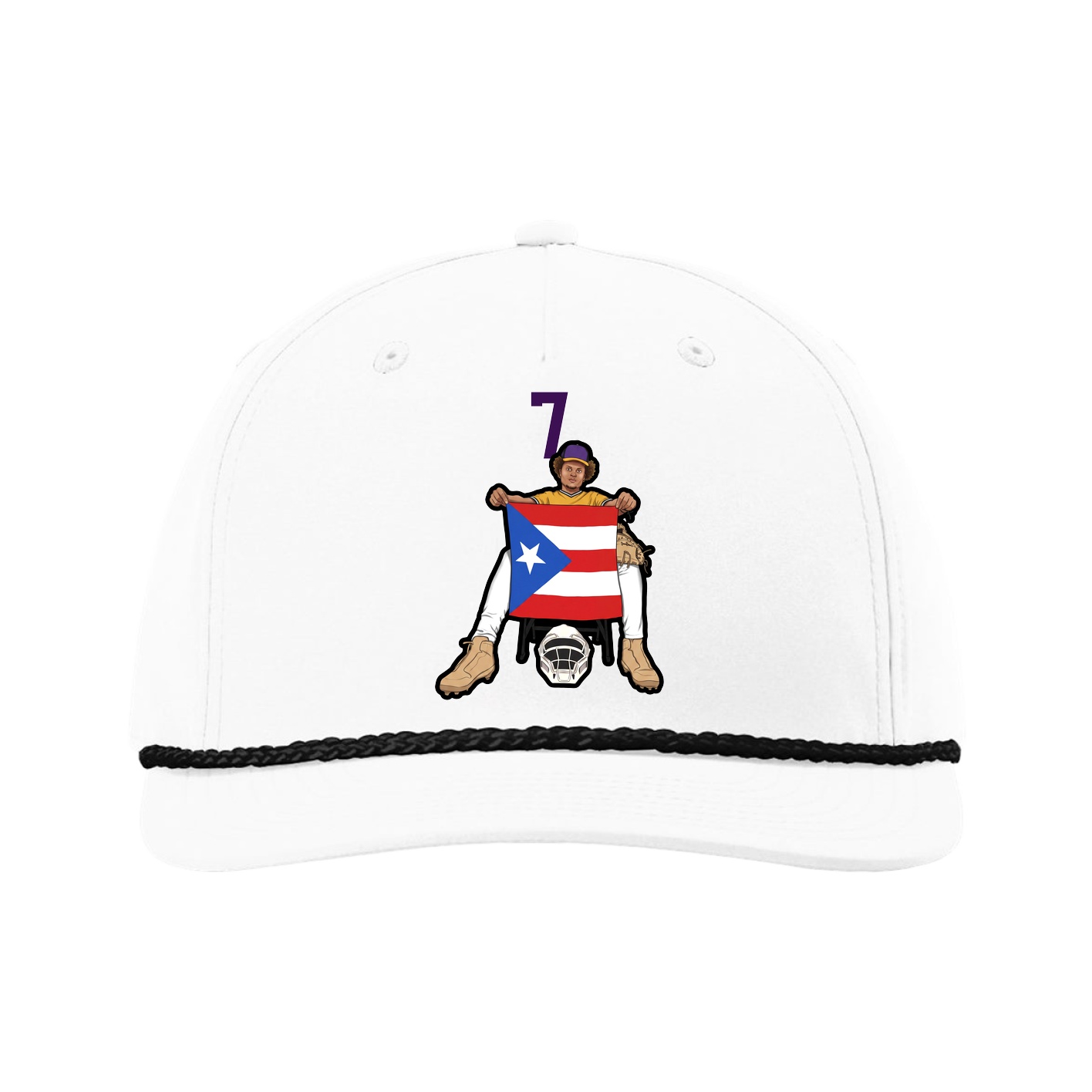 Five-Panel Classic Rope Cap — Number Top in White