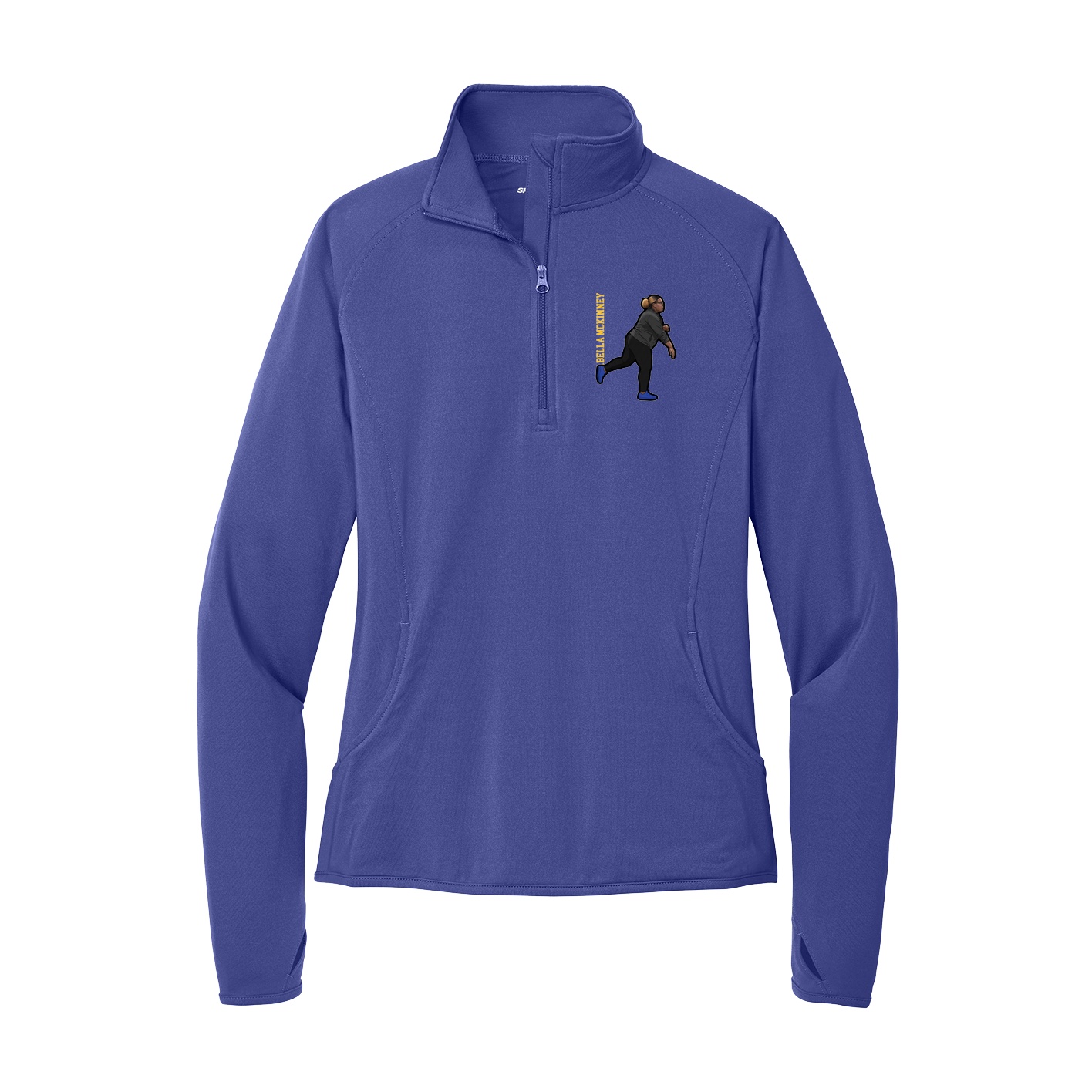 Women's Q-Zip Pullover — Name Vertical in Purple