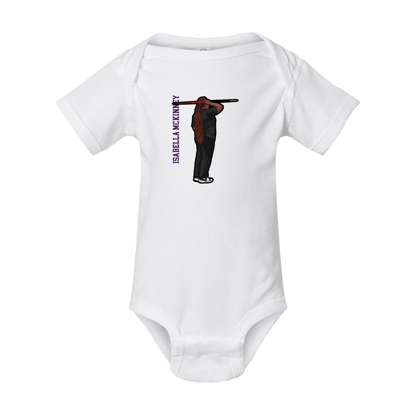 Baby Onesie — Name Vertical in White