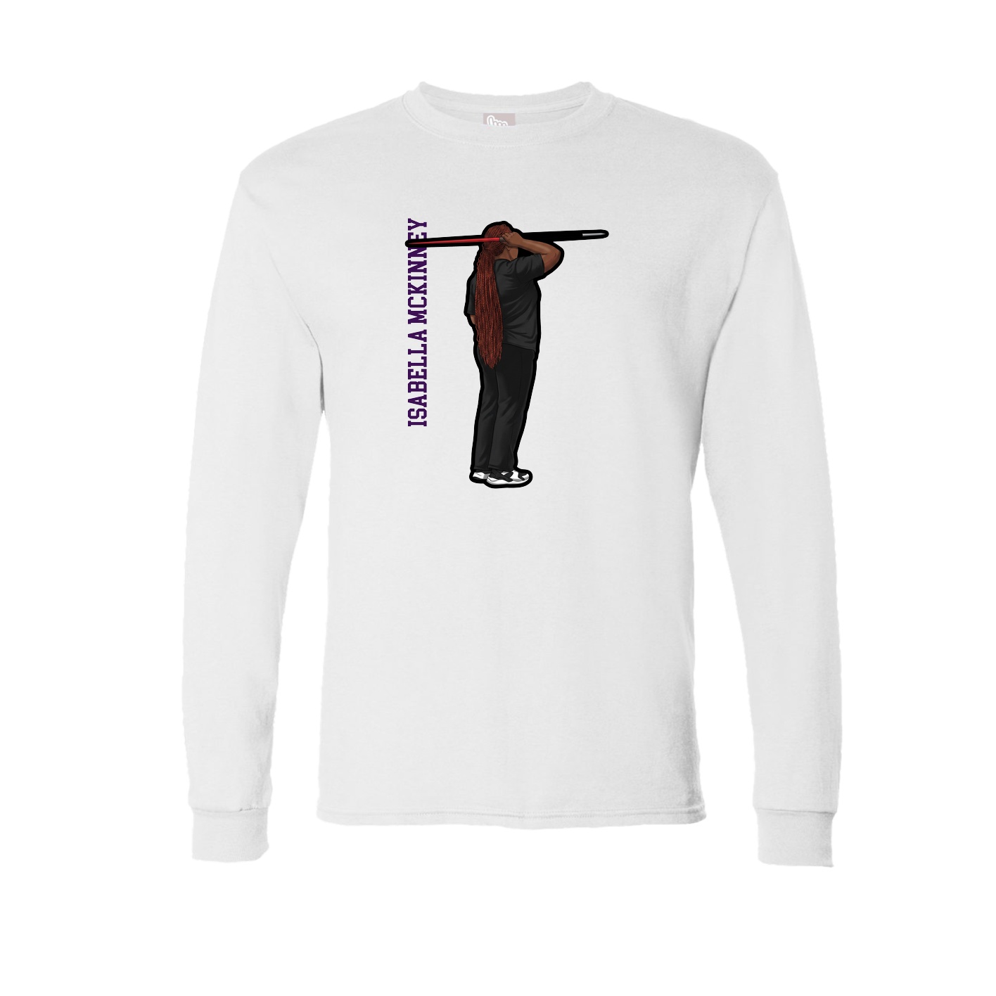 Long Sleeve Tee — Name Vertical in White