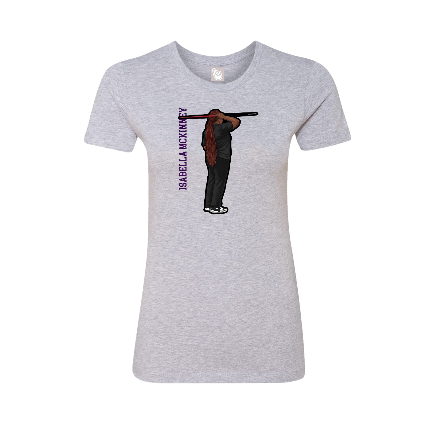 Fitted Women's Tee — Name Vertical in Grey