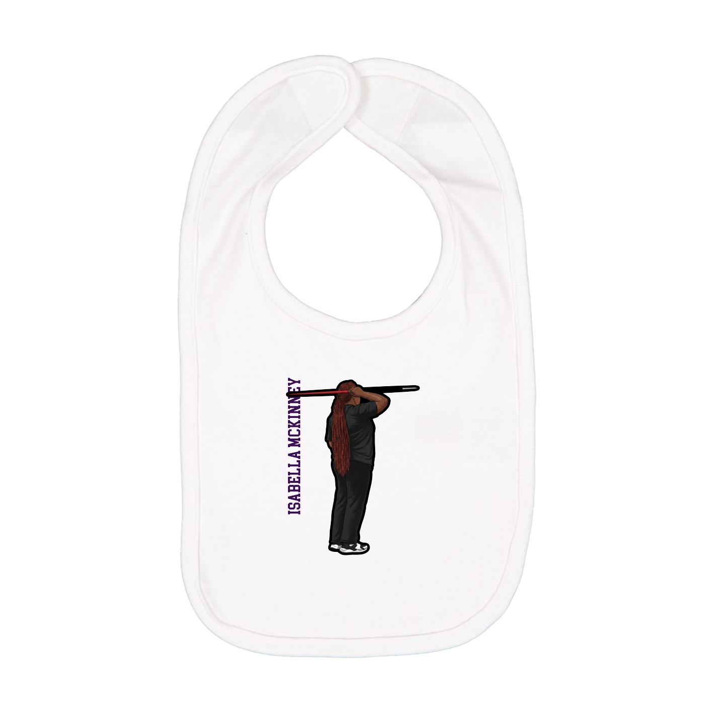 Infant Bib — Name Vertical in White
