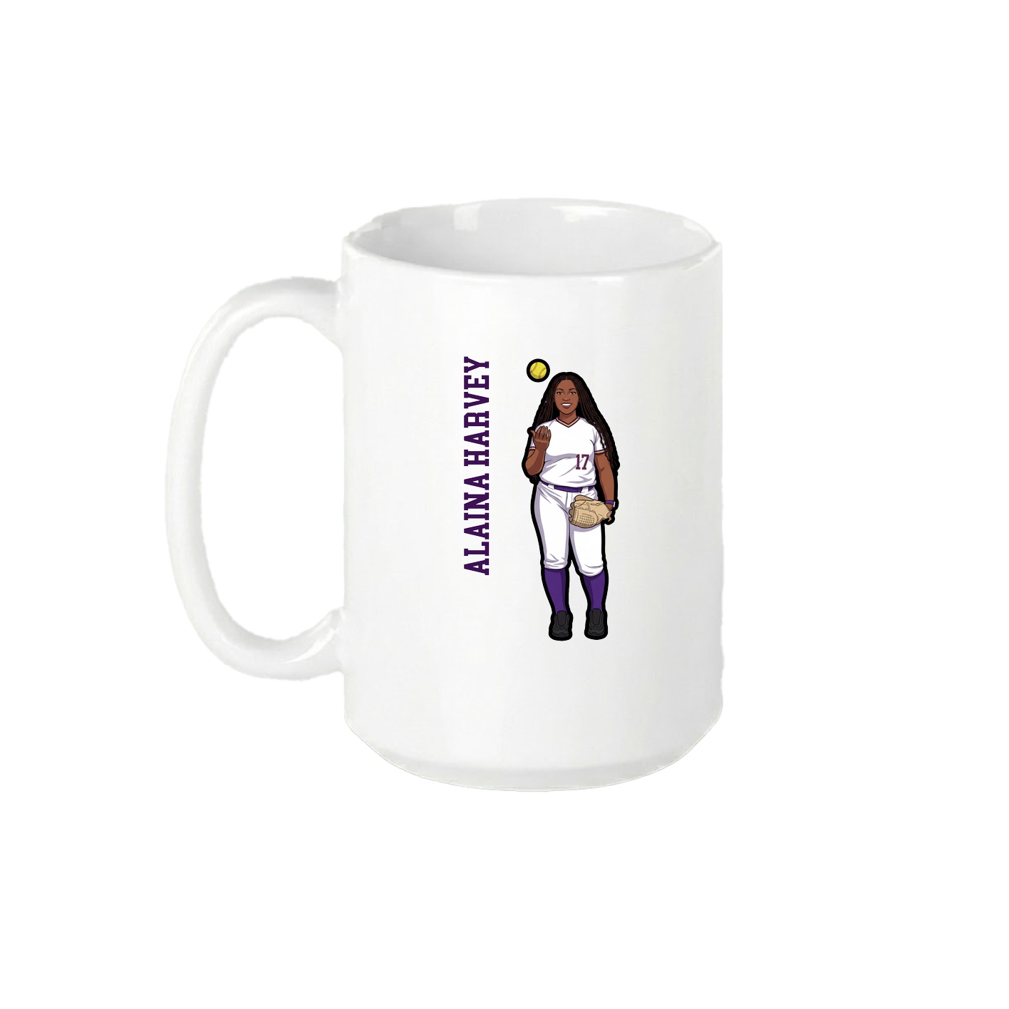 15oz Coffee Mug — Name Vertical in White