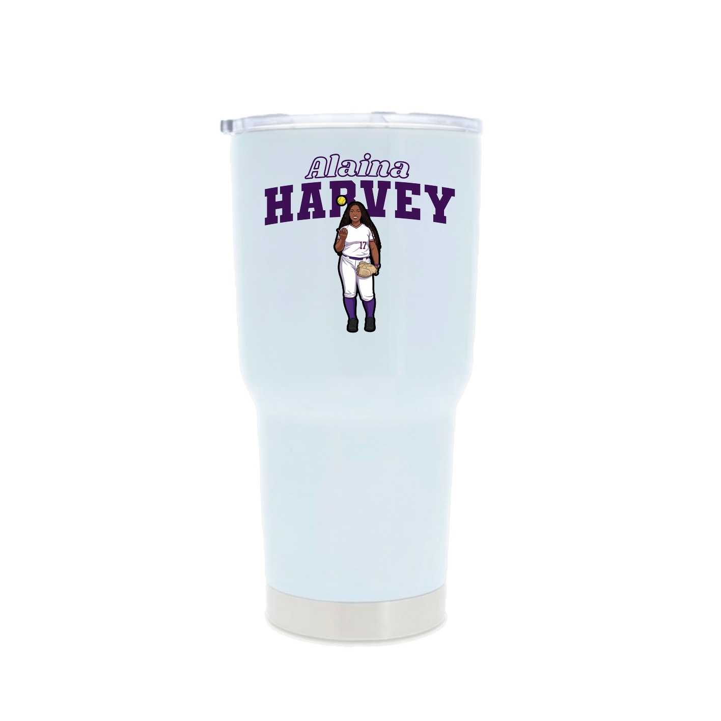 30oz Stainless Steel Tumbler — Name Arch in White