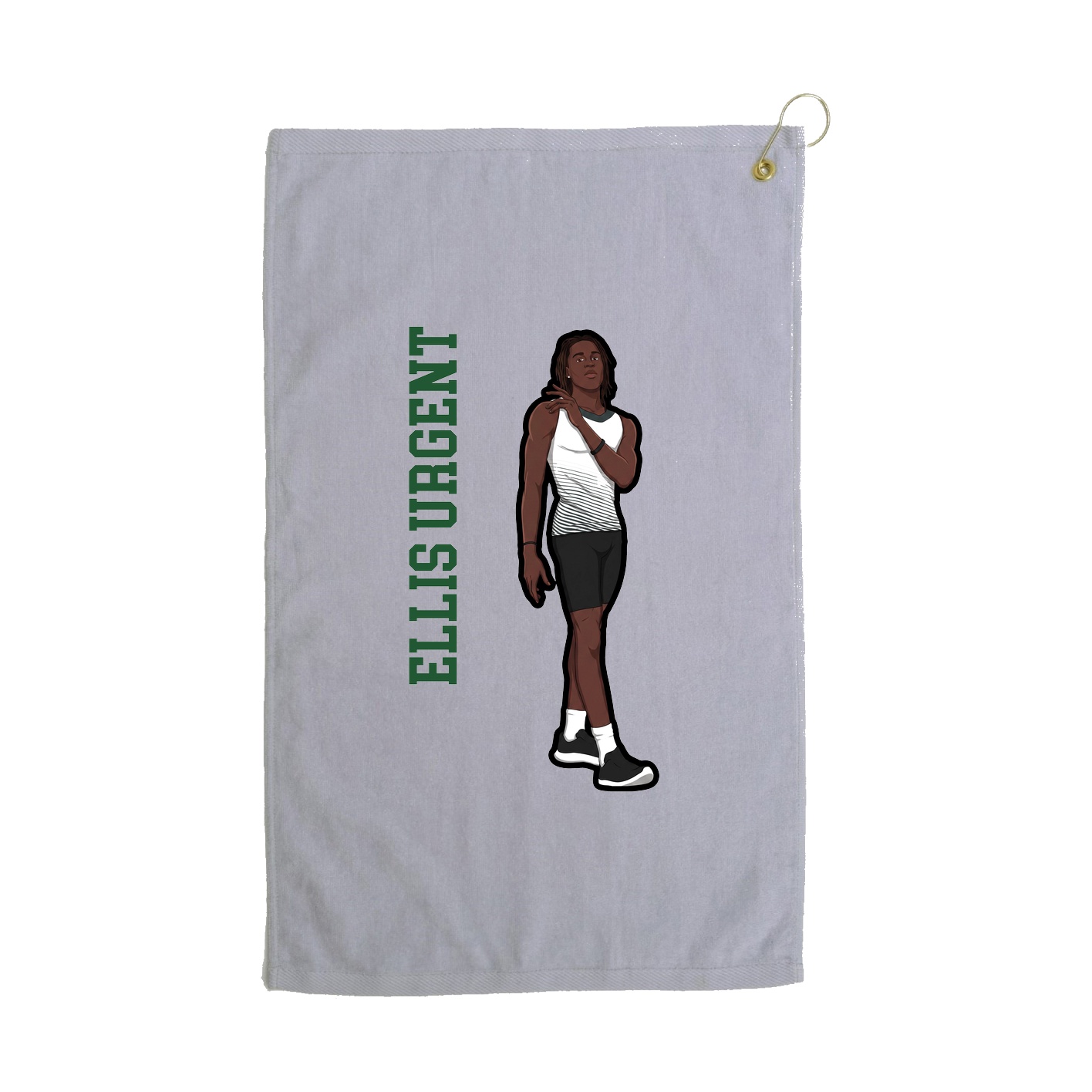 Golf Towel — Name Vertical in Grey