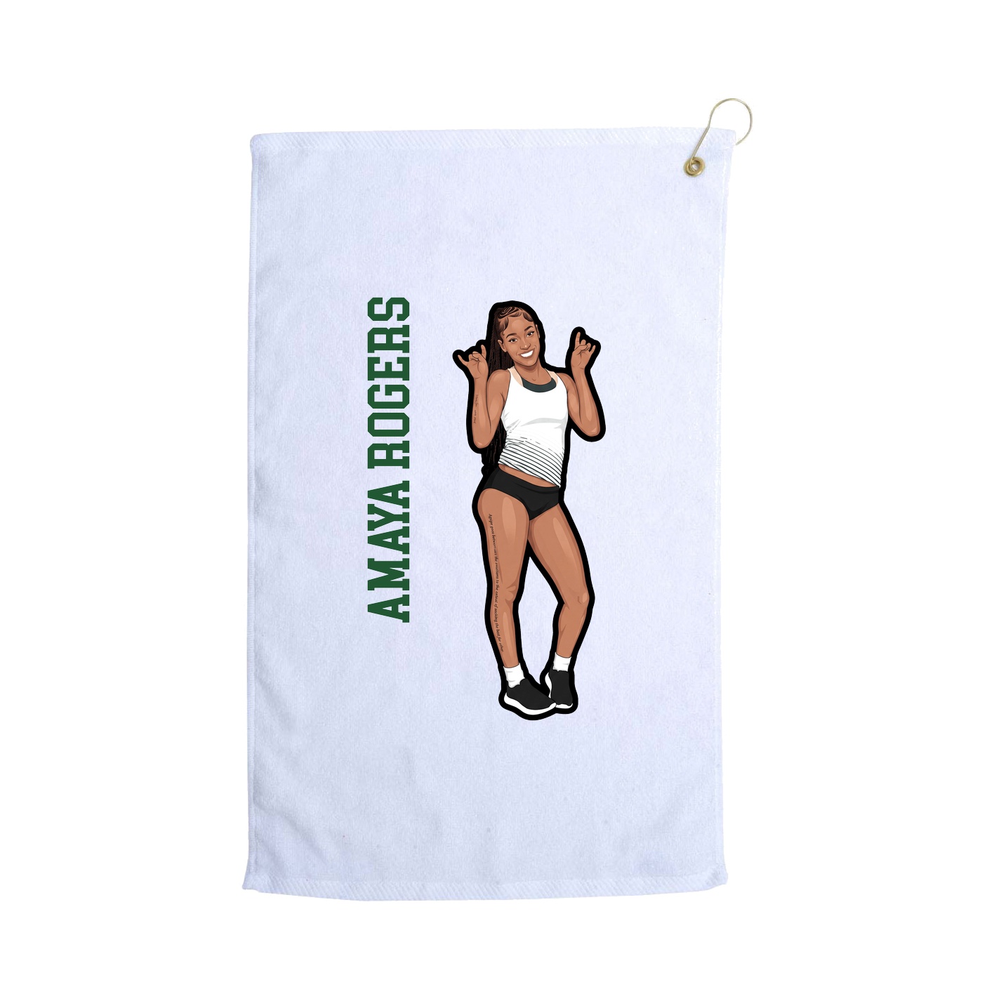 Golf Towel — Name Vertical in White