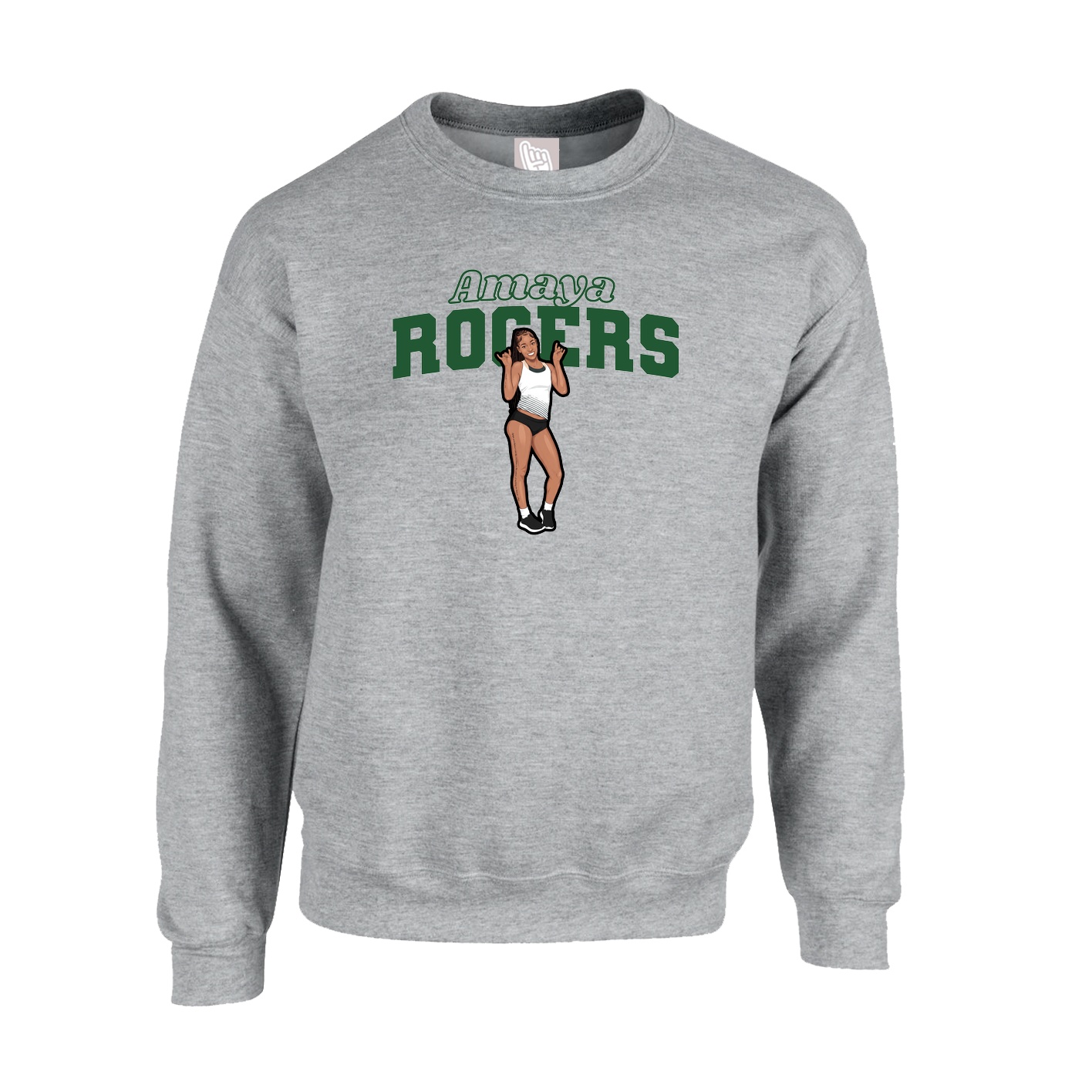 Fleece Crew — Name Arch in Grey