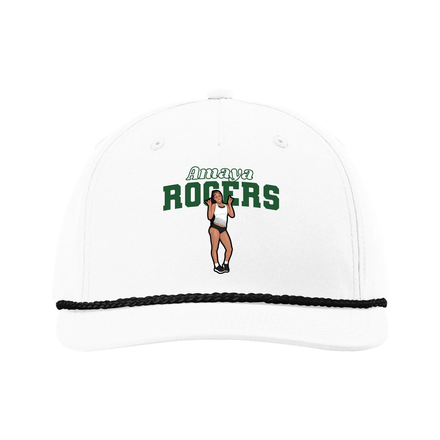 Five-Panel Classic Rope Cap — Name Arch in White