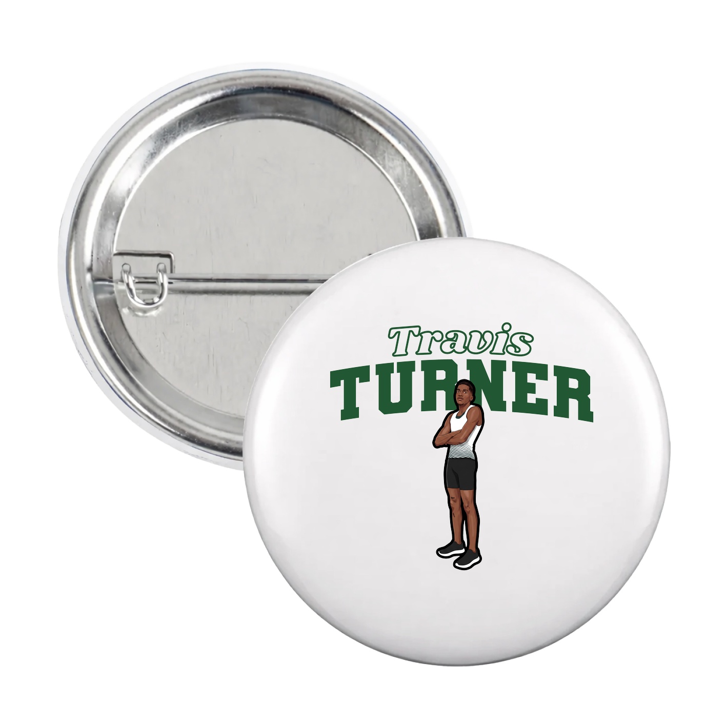Game Day Button — Name Arch in White