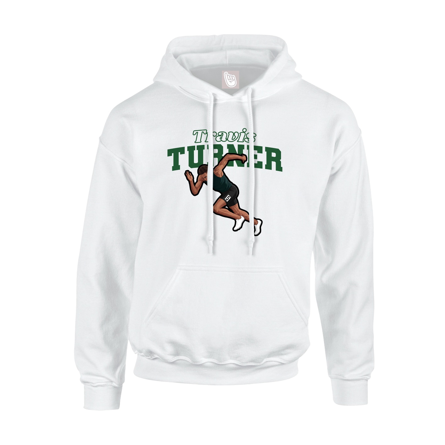 Youth Hoodie — Name Arch in White
