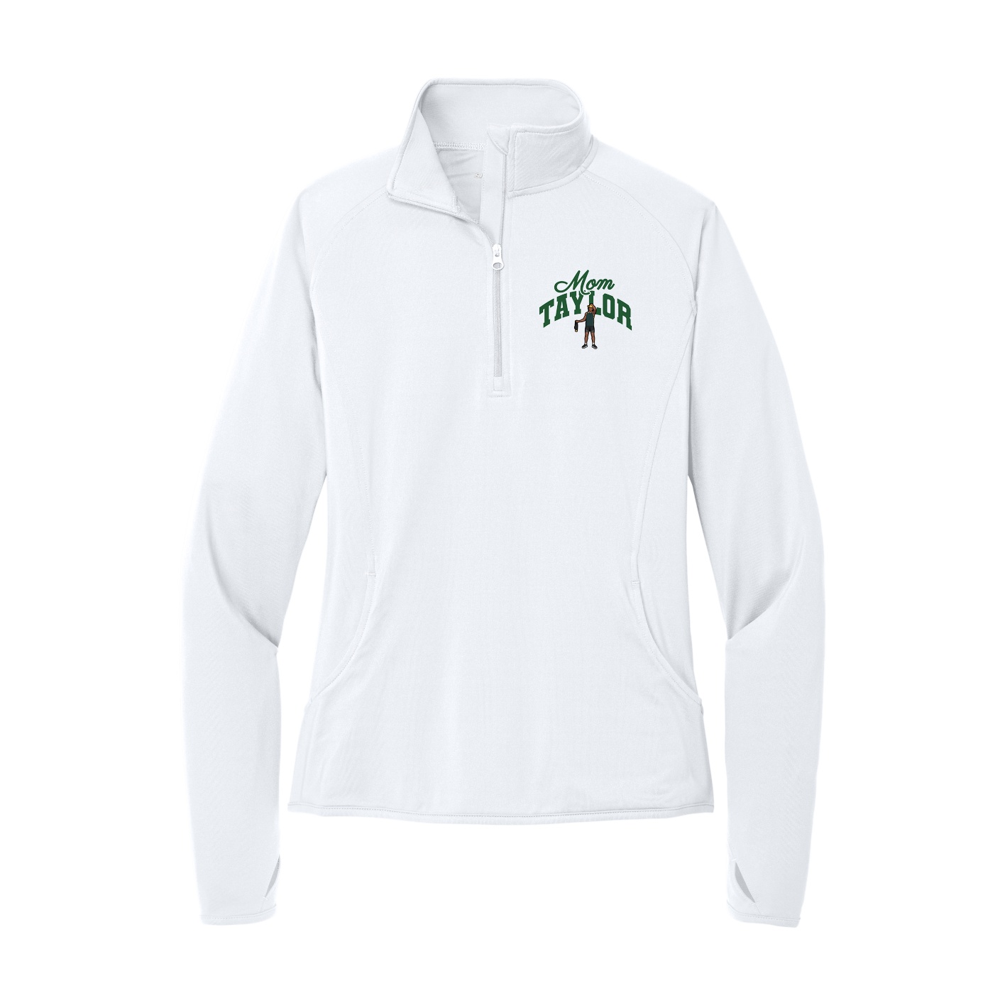 Women's Q-Zip Pullover — Mothers Day Arch in White