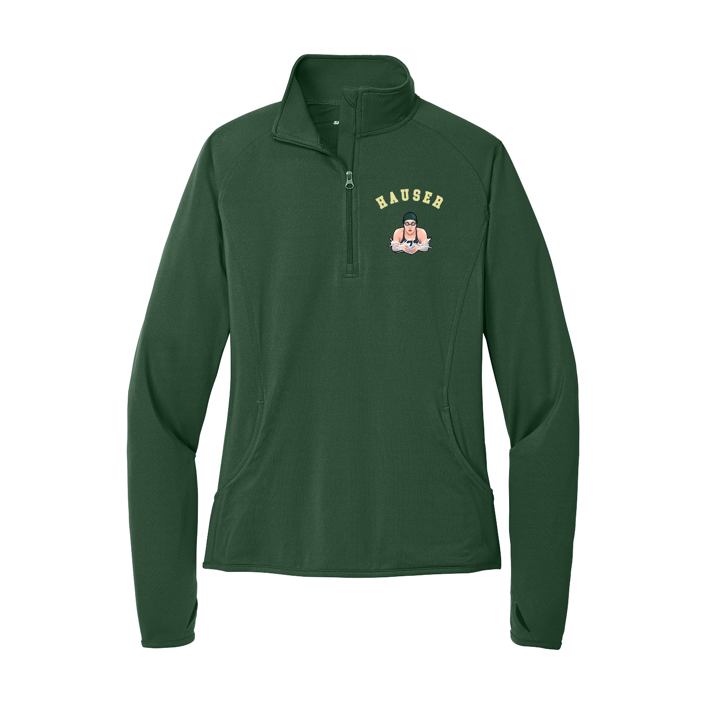 Women's Q-Zip Pullover — Shirsey Arch in Green