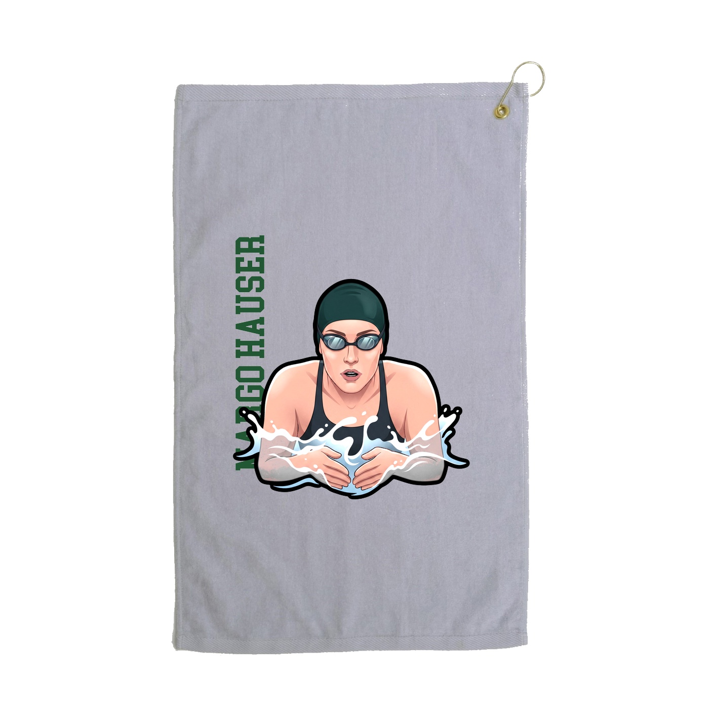 Golf Towel — Name Vertical in Grey