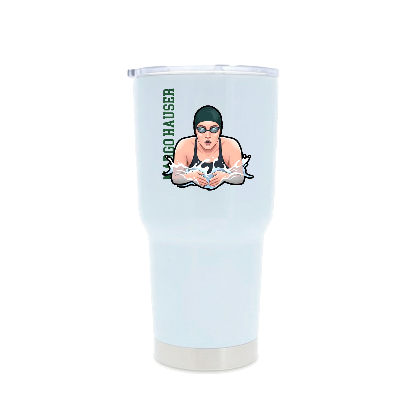 30oz Stainless Steel Tumbler — Name Vertical in White