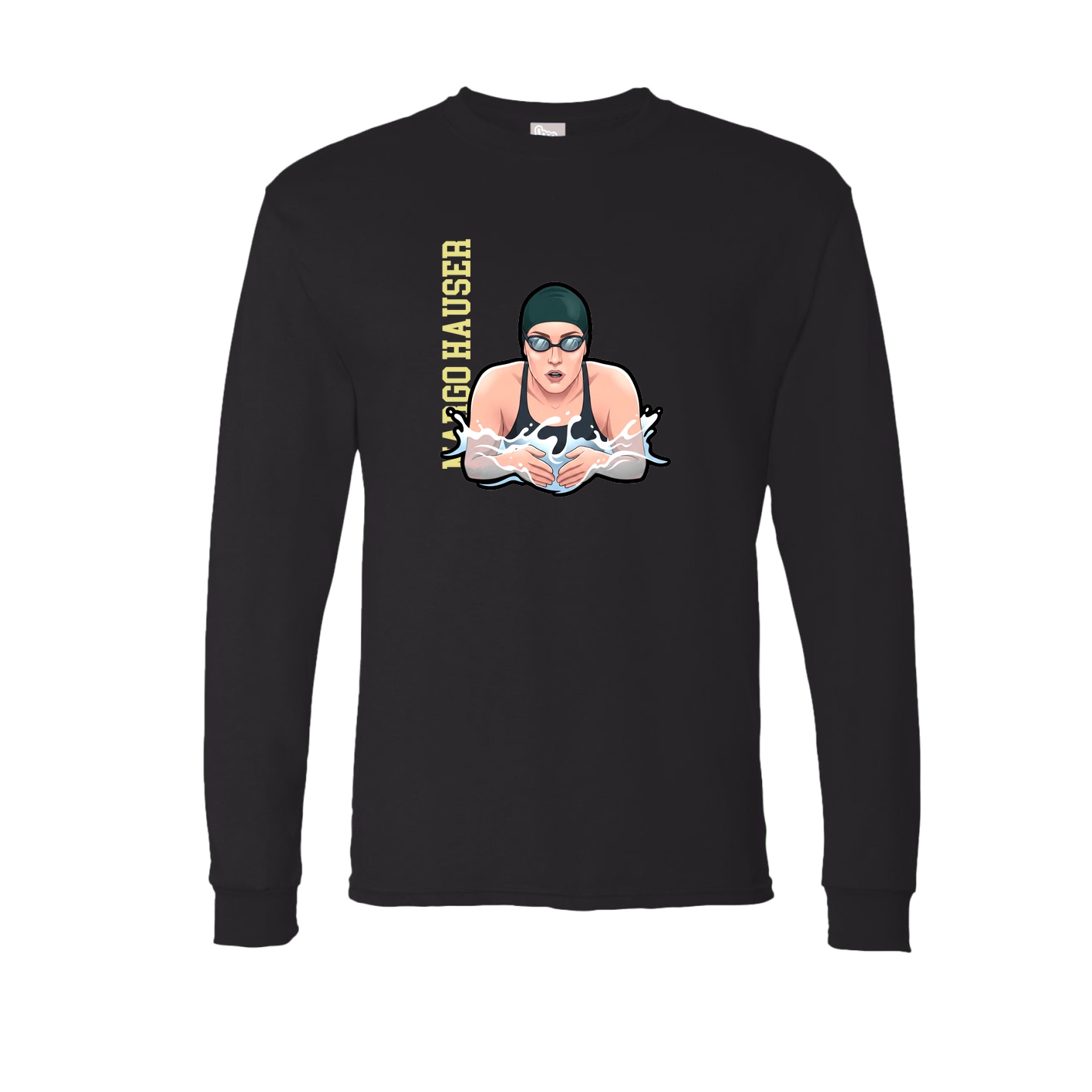 Long Sleeve Tee — Name Vertical in Black